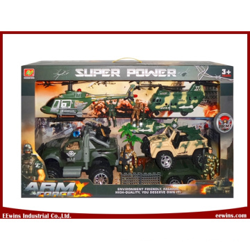 Educational Toys DIY Military Toys Sets with Helicopter, Transport Plane and Friction Jeep Toys
